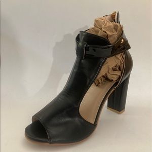 Rosy Womens Stud-Accent Strappy Sandals Black Leather Size 8.5 M